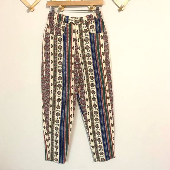 Stefano Vintage Western Patterned Tapered Cotton Pants size 26 - Picture 1 of 9